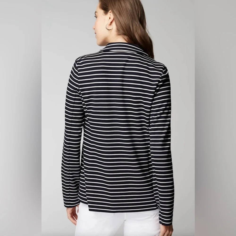 J. JILL Wearever Preppy Business Casual Stretchy Unstructured Striped Blazer 2X